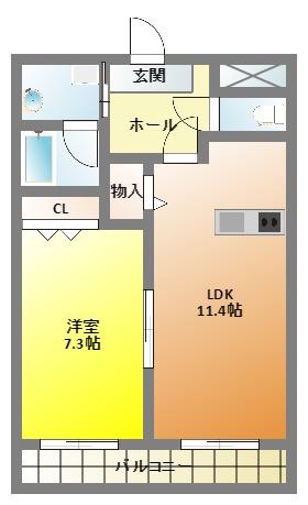 MAHALO HAL(1LDK/2階)の間取り写真