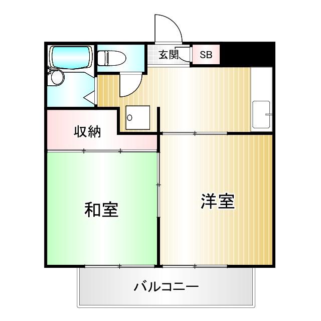 フラワーパレス(2K/1階)の間取り写真
