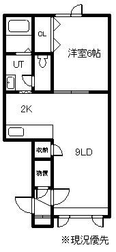 ウッディハウスA・B(1DK/1階)の間取り写真