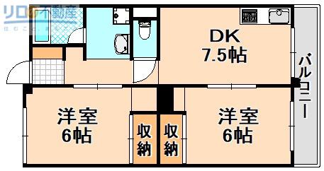 コーポファミール(2DK/4階)の間取り写真