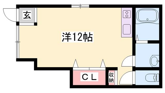 パレシェーヌデクールVII(ワンルーム/1階)の間取り写真