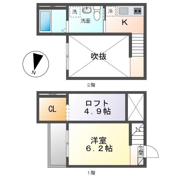 CASA LARGO(ワンルーム/2階)の間取り写真