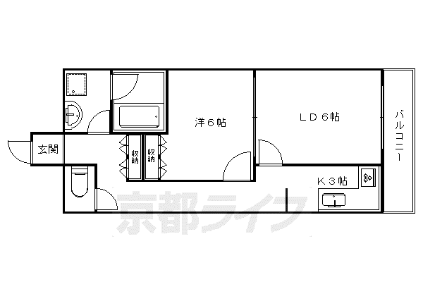 クリヨン岡崎(1LDK/2階)の間取り写真