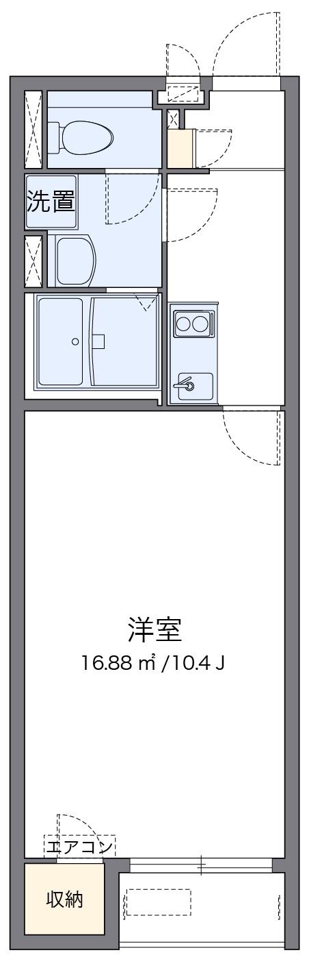 クレイノ松山インターV(1K/1階)の間取り写真