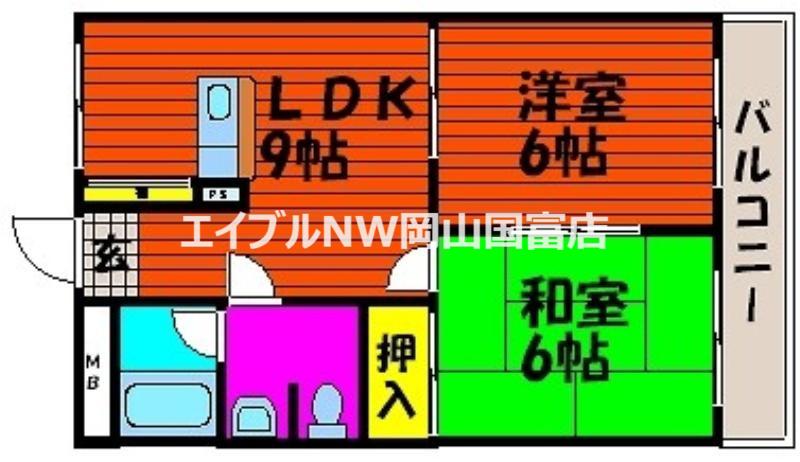 カサベルデ東山(1LDK/2階)の間取り写真