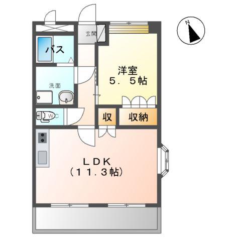 リバーブリーズ・天辰(1LDK/1階)の間取り写真