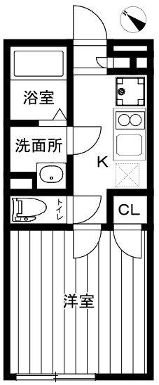 SALETTA光が丘公園(1K/2階)の間取り写真