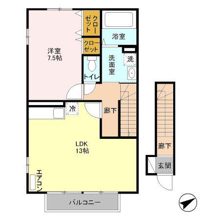 リバレイン(1LDK/2階)の間取り写真