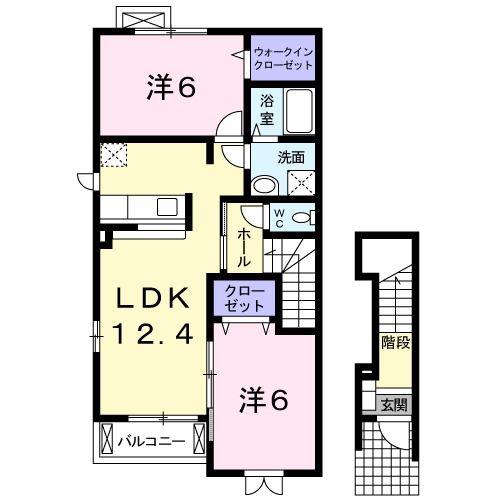 サニープラシードC(2LDK/2階)の間取り写真