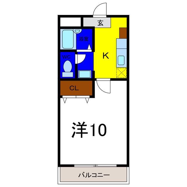 フィネス寺西(1K/2階)の間取り写真