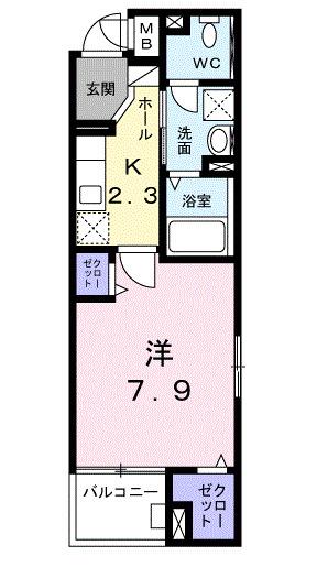 SUN16浜町(1K/5階)の間取り写真