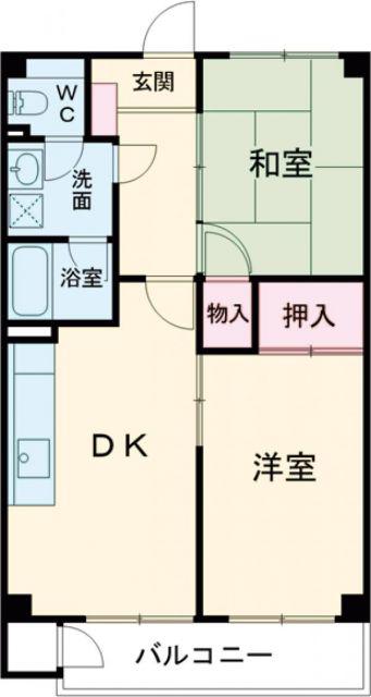 リバティライフ(2DK/3階)の間取り写真