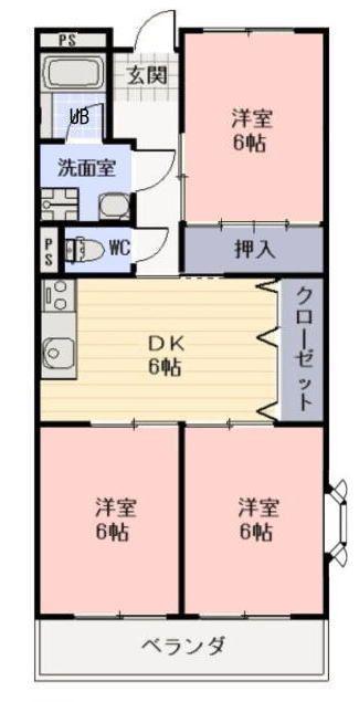 MAY三本柳(3DK/1階)の間取り写真