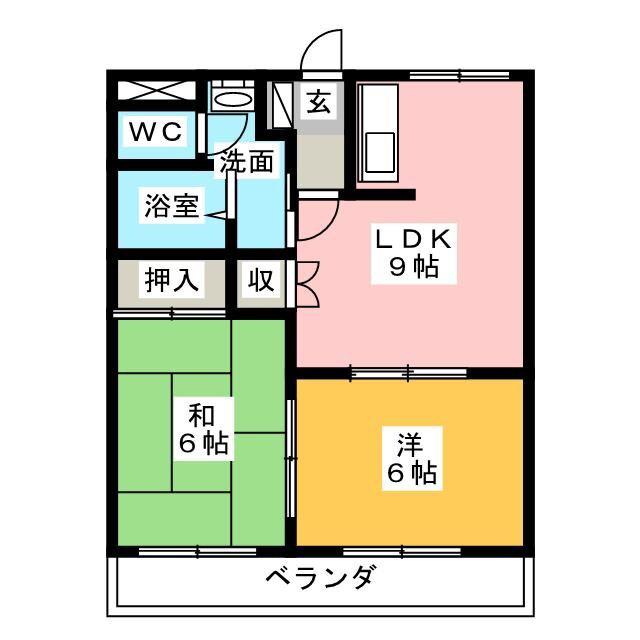 エルカインド(2LDK/1階)の間取り写真
