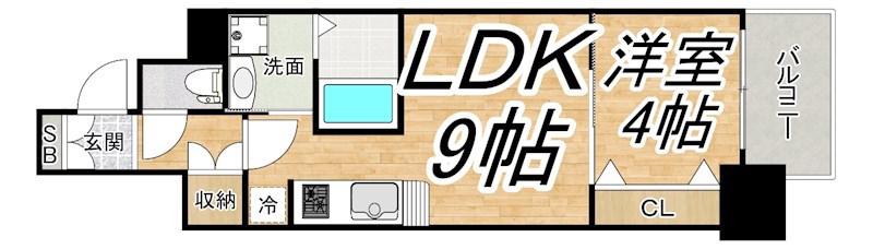 セオリー天神橋アベニール(1LDK/2階)の間取り写真