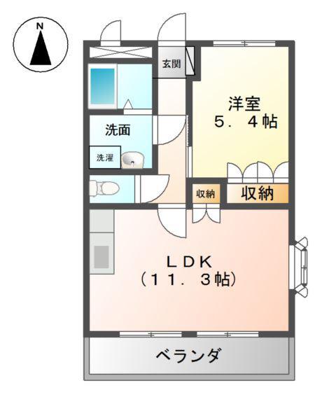 ネオ・クレストI(1LDK/2階)の間取り写真