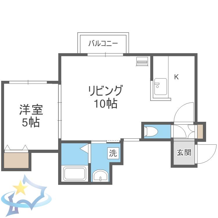 ノースポイント発寒(1LDK/1階)の間取り写真