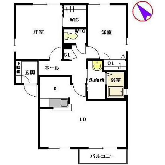 郁李苑シマ(2LDK/2階)の間取り写真
