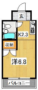 プルーリオン竹鼻(ワンルーム/5階)の間取り写真