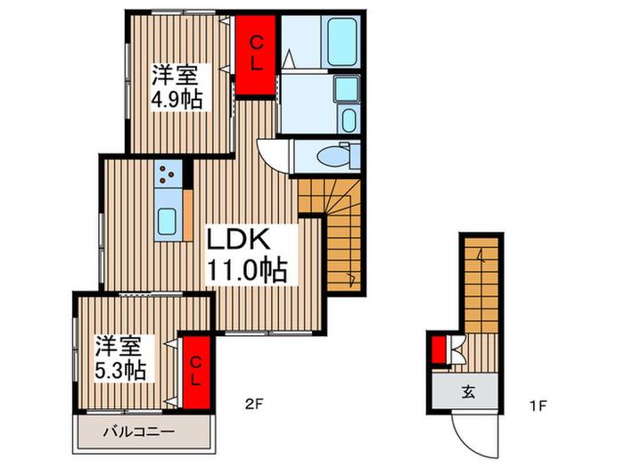 VILLA CELESTIA(2LDK/2階)の間取り写真