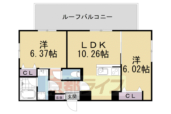 ヴィラ神宮北(2LDK/4階)の間取り写真