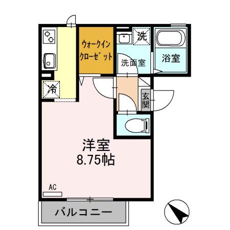 アネックスK(ワンルーム/1階)の間取り写真