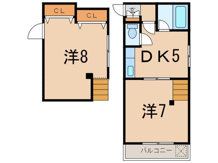 パークハイム城山(2DK/2階)の間取り写真