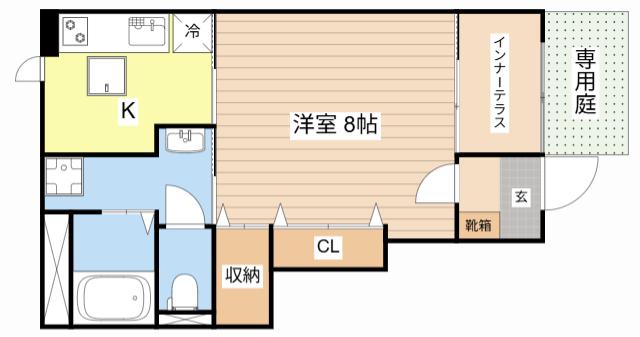 北大路2丁目アパート(1K/1階)の間取り写真