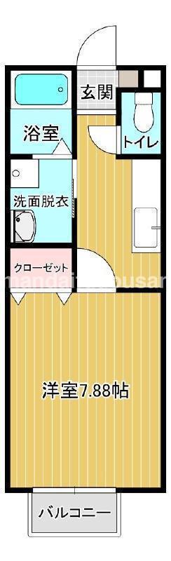 エレファントマンション16号館(1K/2階)の間取り写真