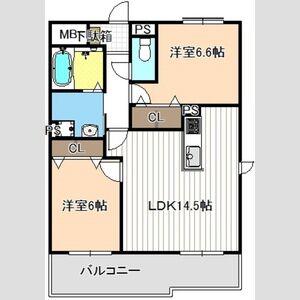 プレサージュ(2LDK/3階)の間取り写真