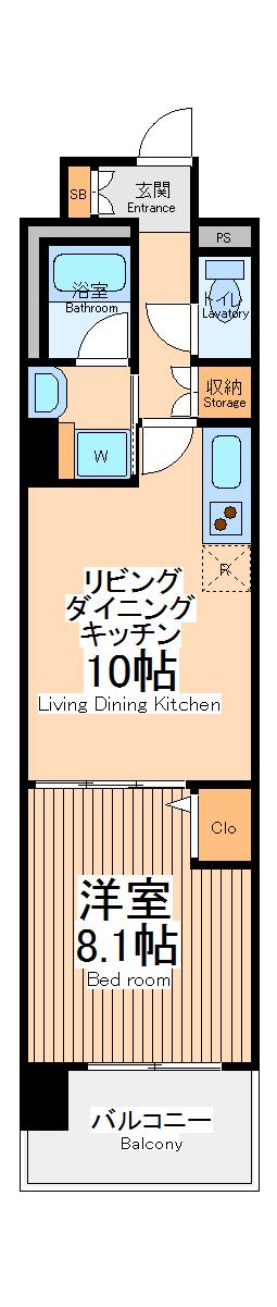 エル・エー・プライル新横浜(1LDK/9階)の間取り写真