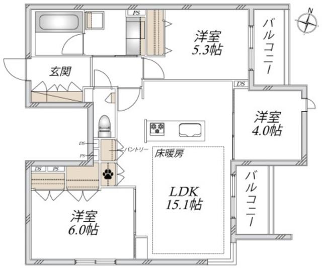 給田4丁目メゾン(3LDK/2階)の間取り写真