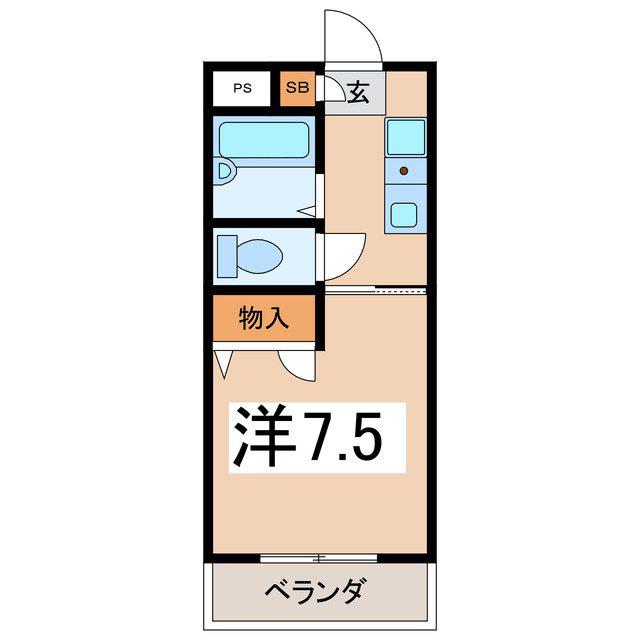 センチュリーハイツ国母(1K/4階)の間取り写真