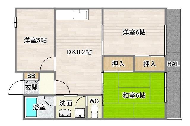 恒信ハイツ(3DK/2階)の間取り写真