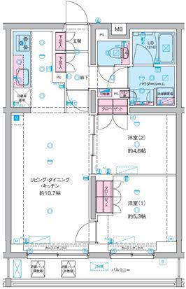 GENOVIA竹ノ塚(2LDK/2階)の間取り写真