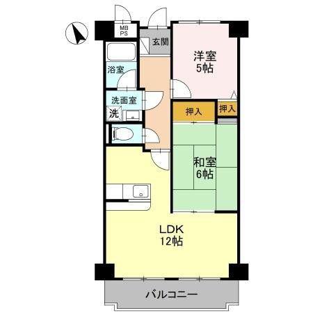 サニーコート浅井(2LDK/1階)の間取り写真