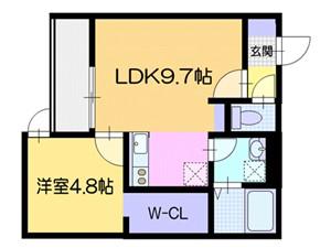キャットゥーナN21(1LDK/1階)の間取り写真