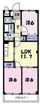 サンスコーレ弐番館(3LDK/2階)の間取り写真