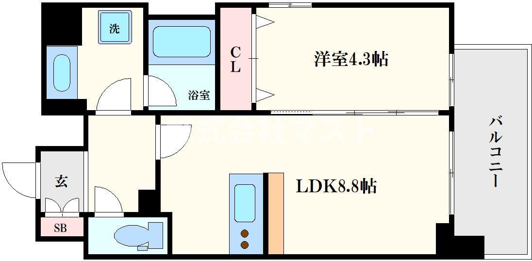 ハイデンス梅ヶ枝(1LDK/11階)の間取り写真
