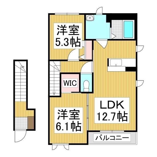 ディアス桜春(2LDK/2階)の間取り写真