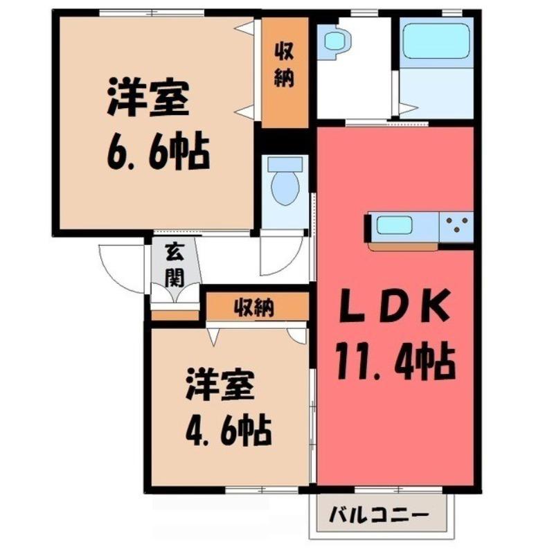 ヴィラ・プロスパ― C(2LDK/2階)の間取り写真
