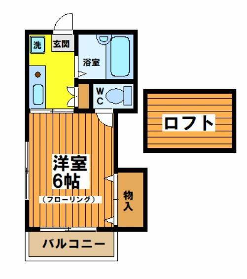 コーポパインウッドPARTII(ワンルーム/2階)の間取り写真
