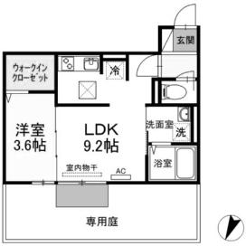 グランメゾン城野(1LDK/1階)の間取り写真