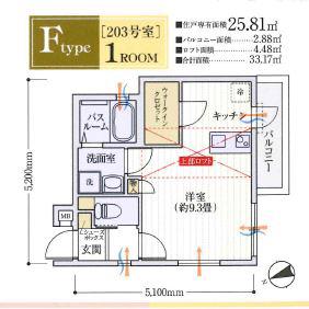 ワコーレヴィアーノ明石上ノ丸(1K/2階)の間取り写真