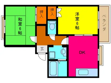 ファミール枚岡(2DK/2階)の間取り写真
