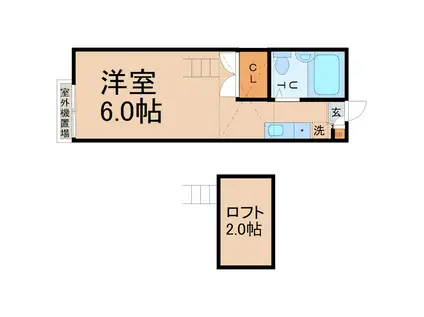 マリエール(ワンルーム/2階)の間取り写真