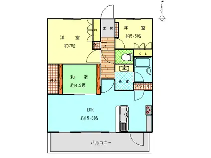 レクセルマンション宇都宮(3LDK/13階)の間取り写真