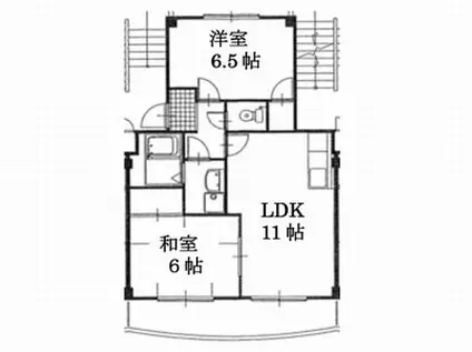 アプローズ B棟(2LDK/2階)の間取り写真