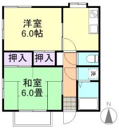 グローバル沖新町(2K/2階)の間取り写真