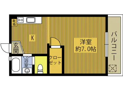 フォレスト大分医大(1K/1階)の間取り写真